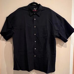 Men's Bamboo Cay Embroidered Black Short Sleeve Shirt